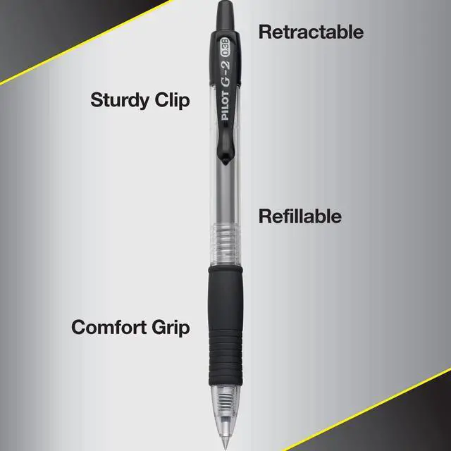 Alt view image 6 of 7 - Pilot G2 Premium Refillable and Retractable Rolling Ball Gel Pens, Ultra Fine Point, Gel Ink Pens, 0.38mm, Black Ink, 4-Pack