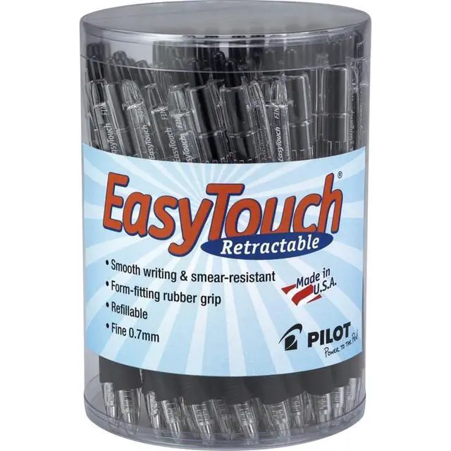 Alt view image 2 of 2 - PILOT EasyTouch Refillable & Retractable Ballpoint Pens, Fine Point, Black Ink, 36-Pack Tub (54058)