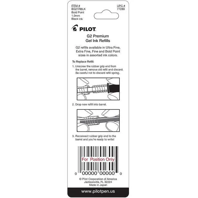 Alt view image 4 of 4 - Pilot, G2 Gel Ink Refills, Bold Point 1 mm, Black, Pack of 2