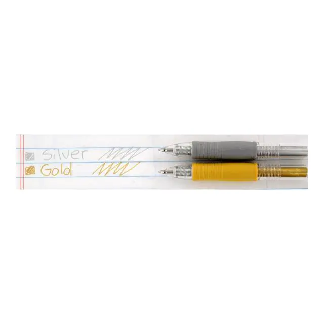 Alt view image 4 of 5 - Pilot, G2 Metallics Gel Roller Pens, Fine Point 0.7 mm, Gold & Silver, Pack of 2