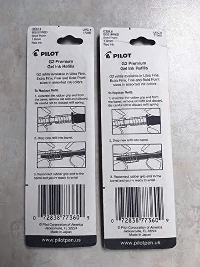 Alt view image 2 of 3 - Pilot, G2 Gel Ink Refills, Bold Point 1 mm, Red, Pack of 2