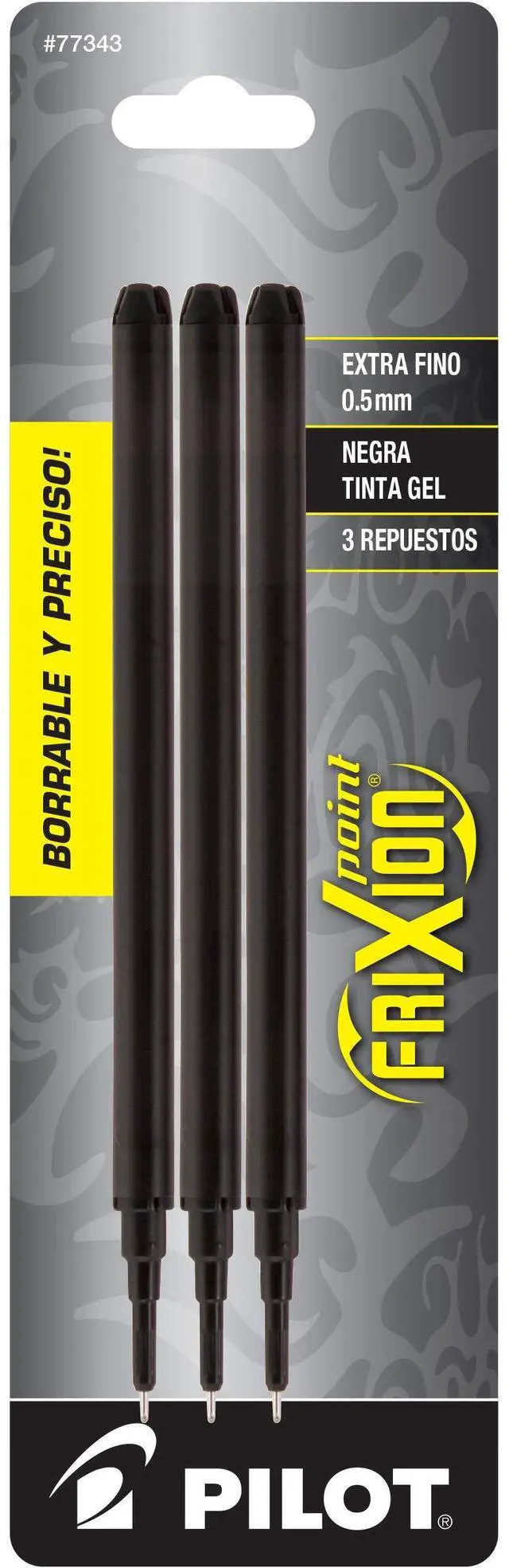 Main image of Pilot, FriXion Point Gel Ink Refills for Erasable Pens, Extra Fine Point 0.5 mm, Pack of 3, Black