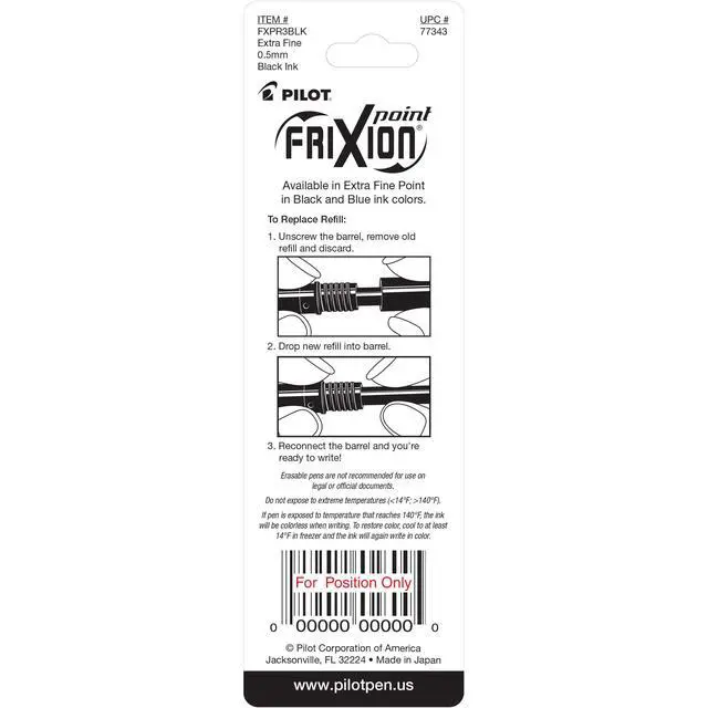 Alt view image 2 of 4 - Pilot, FriXion Point Gel Ink Refills for Erasable Pens, Extra Fine Point 0.5 mm, Pack of 3, Black