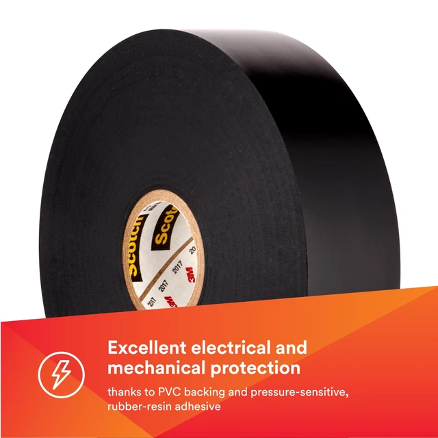 Alt view image 2 of 6 - 3M Scotch Vinyl Electrical Tape Super 88, 1-1/2 in x 44 ft, Black, 1 Roll, Premium Grade, Rubber Resin Adhesive, PVC Backing, All-Season Heavy Duty Electric Tape
