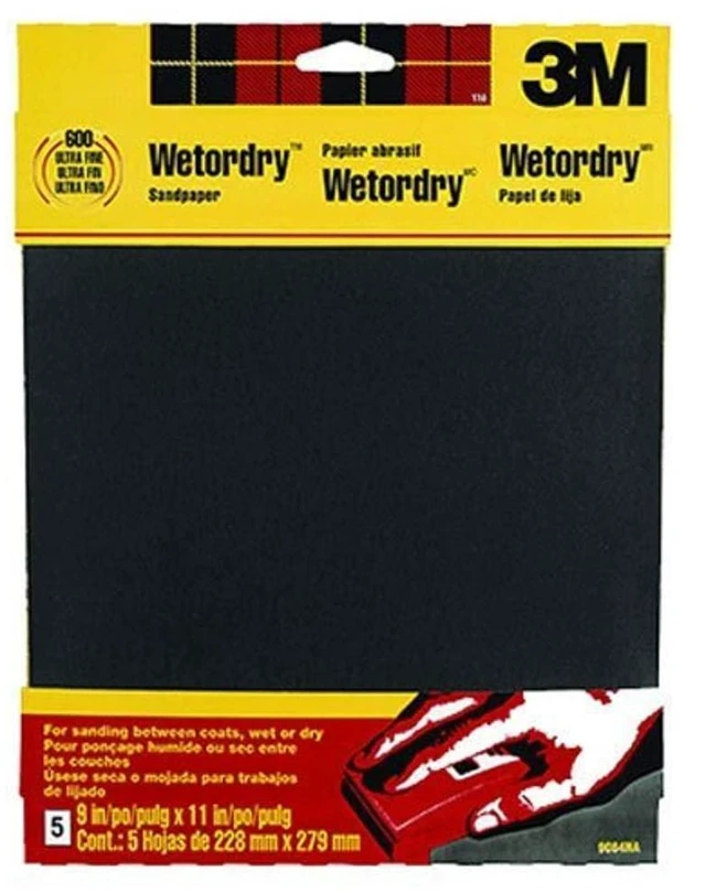 Main image of 3M Wetordry Sandpaper, 320 Grit (Extra Fine), 5 Sheets, 9 x 11 in, Waterproof, For Wet/Dry Sanding, Ideal for Paint, Varnish & Lacquer Finishing (9086DC-NA)