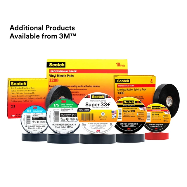 Alt view image 6 of 6 - 3M Scotch Electrical Tape Super 88, 1 in x 36 yd (108 ft), 1 Long Roll | Black, Vinyl, Premium Grade, Rubber Resin Adhesive, PVC Backing, All-Season Heavy Duty Electric Tape