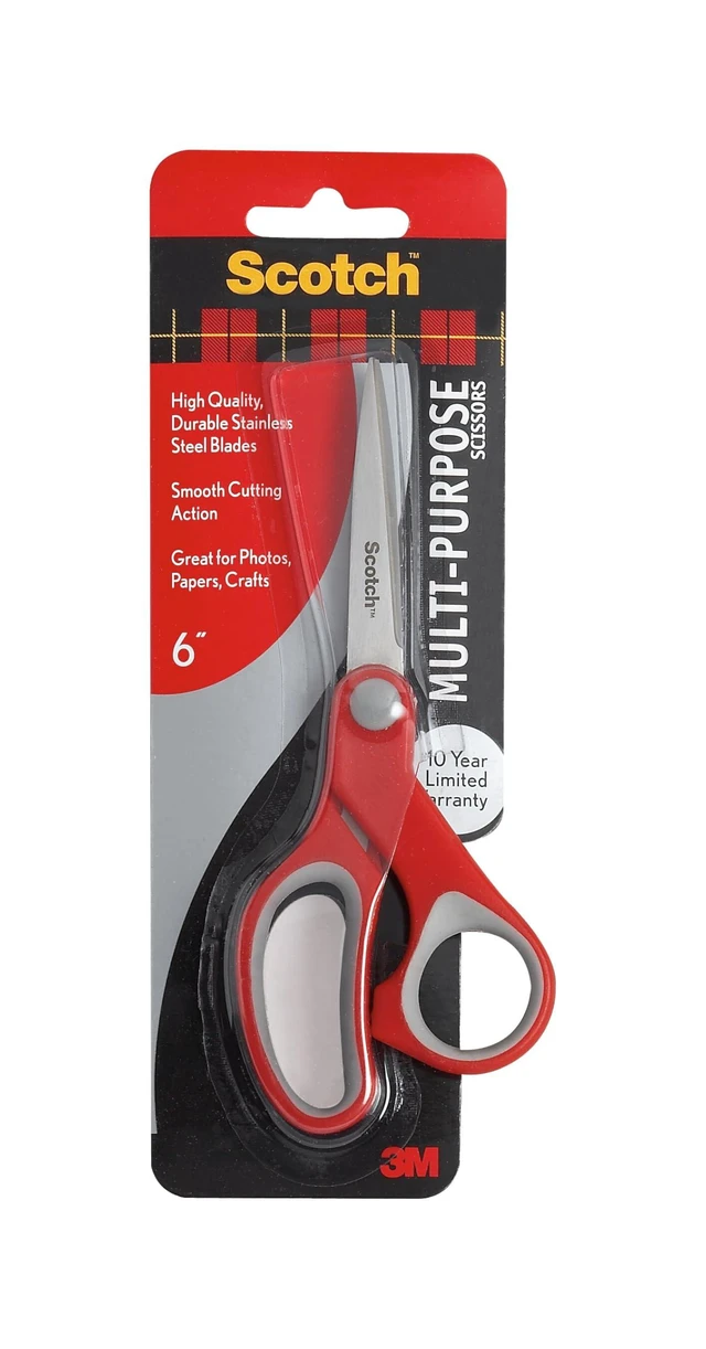 Alt view image 2 of 7 - Scotch Multi-Purpose Scissors, 6-Inch, 1-Pack | Stainless Steel Scissors for Paper, Light Cardboard, Fabric and Crafts, Soft Comfort Grip for Everyday Cutting