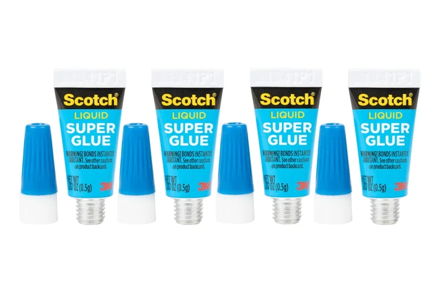 Alt view image 2 of 7 - Scotch Super Glue Liquid, 4-Pack of Single-Use Tubes, .017 oz Each | Fast Drying Liquid Formula
