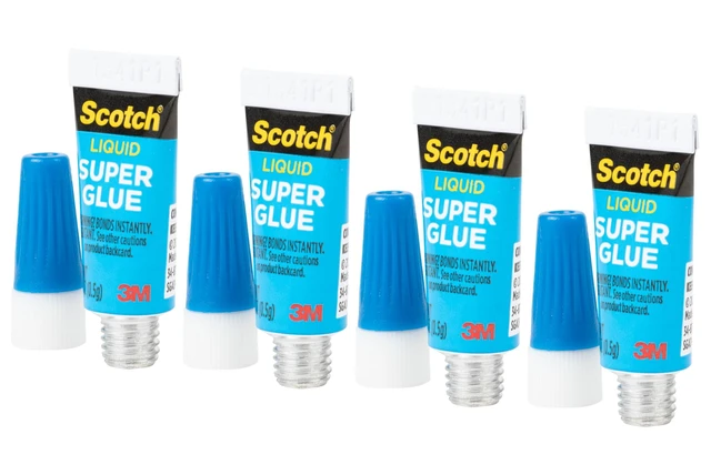 Alt view image 3 of 7 - Scotch Super Glue Liquid, 4-Pack of Single-Use Tubes, .017 oz Each | Fast Drying Liquid Formula