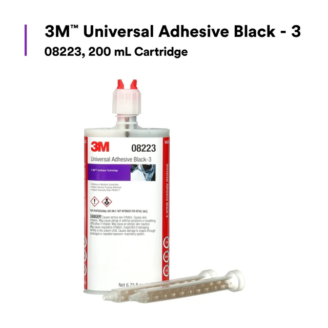 Alt view image 2 of 7 - 3M Universal Adhesive Black - 3, 08223, High Viscosity, Gap Filling, Durable, Industrial, 200 mL Cartridge