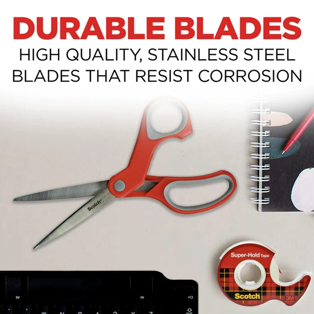 Alt view image 4 of 7 - Scotch Multi-Purpose Scissors, 6-Inch, 1-Pack | Stainless Steel Scissors for Paper, Light Cardboard, Fabric and Crafts, Soft Comfort Grip for Everyday Cutting