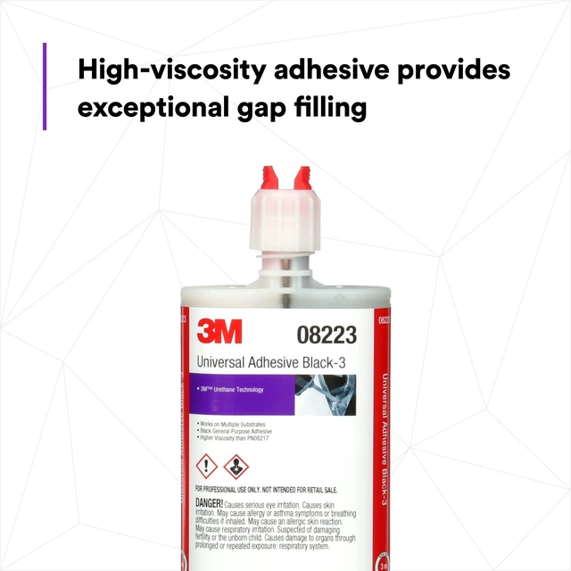 Alt view image 4 of 7 - 3M Universal Adhesive Black - 3, 08223, High Viscosity, Gap Filling, Durable, Industrial, 200 mL Cartridge