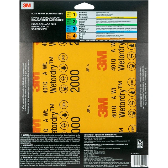 Alt view image 5 of 5 - 3M Wetordry Sandpaper, 32044, 2000 Grit, 9 inch x 11 inch, 5 Sheets Per Pack