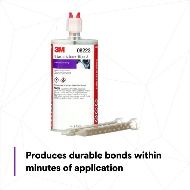 Alt view image 6 of 7 - 3M Universal Adhesive Black - 3, 08223, High Viscosity, Gap Filling, Durable, Industrial, 200 mL Cartridge