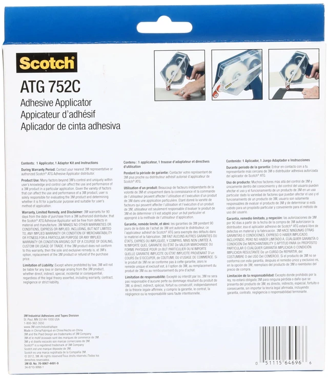 Alt view image 6 of 7 - 3M Scotch ATG 752C Adhesive Applicator, 1/2 in and 3/4 in Wide Rolls