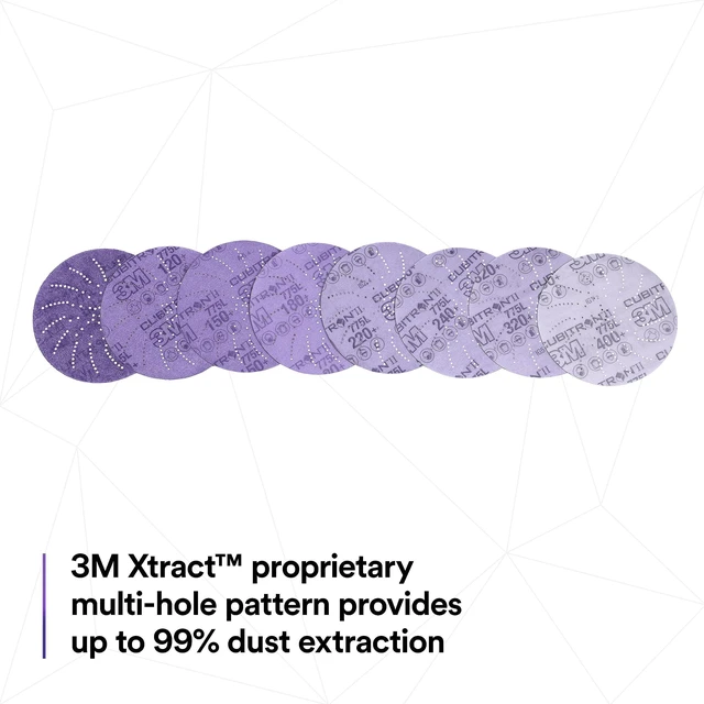 Alt view image 3 of 7 - 3M Xtract Cubitron II Hookit Clean Sanding Film Disc 775L, 5 in, 15 Piece Multi-Pack Hook and Loop S