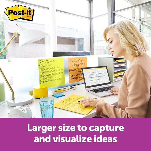 Alt view image 3 of 7 - Post-it Super Sticky Big Notes, 11 x 11 in, Neon Orange, 1 Pad, 30 Sheets | Great for Vision Boards, Creative Projects, Study Spaces, Group Brainstorming, and More