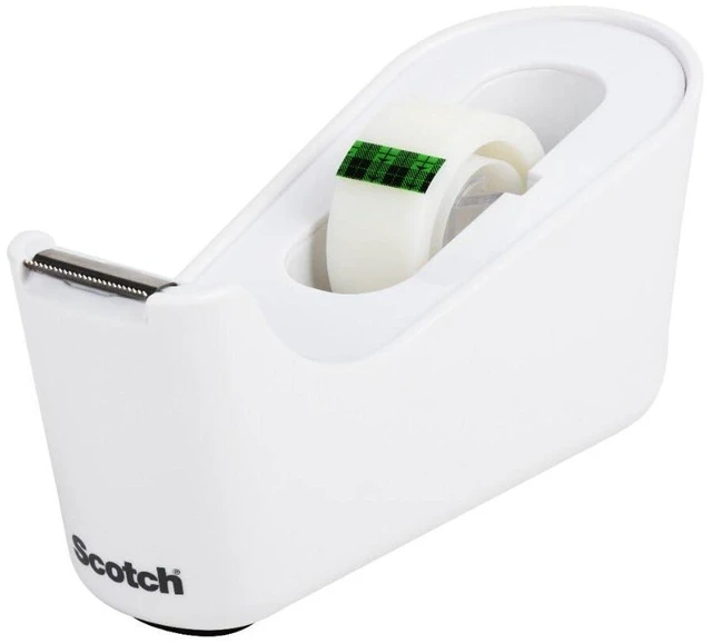 Main image of Scotch Tape Dispenser, White, Great for School or Office and Includes 1 Roll of Scotch Magic Tape 3/4 in x 350 in, ABS Material