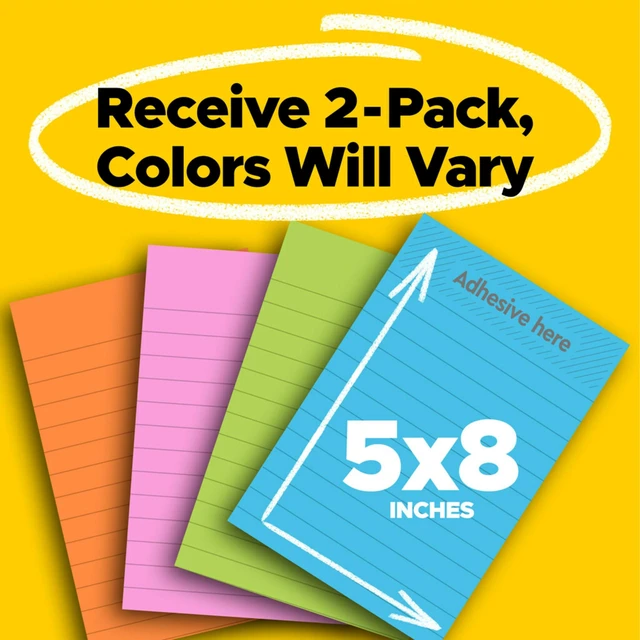 Alt view image 2 of 7 - Post-it Super Sticky Notes, 5 x 8 in, Neon Fizz, 2 Lined Pads | School Supplies and Oce Supplies, 2X the Sticking Power
