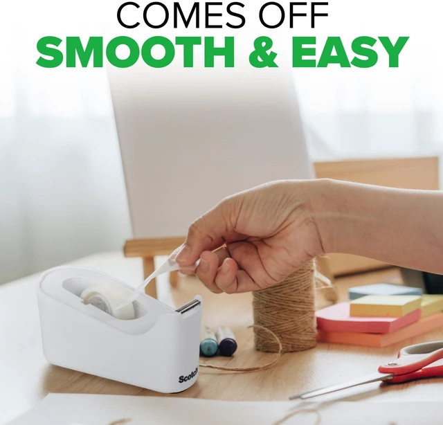 Alt view image 3 of 7 - Scotch Tape Dispenser, White, Great for School or Office and Includes 1 Roll of Scotch Magic Tape 3/4 in x 350 in, ABS Material