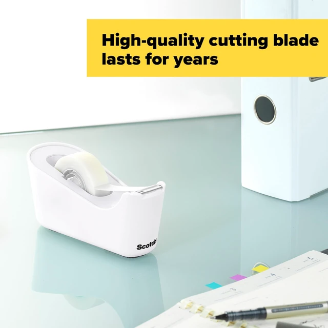 Alt view image 4 of 7 - Scotch Tape Dispenser, White, Great for School or Office and Includes 1 Roll of Scotch Magic Tape 3/4 in x 350 in, ABS Material