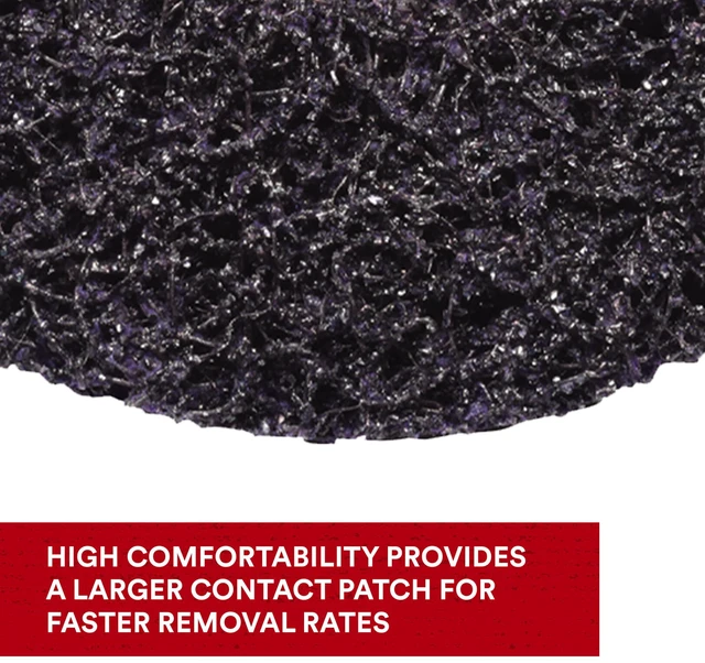Alt view image 3 of 7 - 3M Scotch-Brite Clean and Strip XT Pro Disc, XO-DC, SiC Extra Coarse, T27, 4-1/2 in x 5/8"-11, Silicon Carbide Cuts Aggressively and Leaves a Fine Finish, Resists Loading, Purple