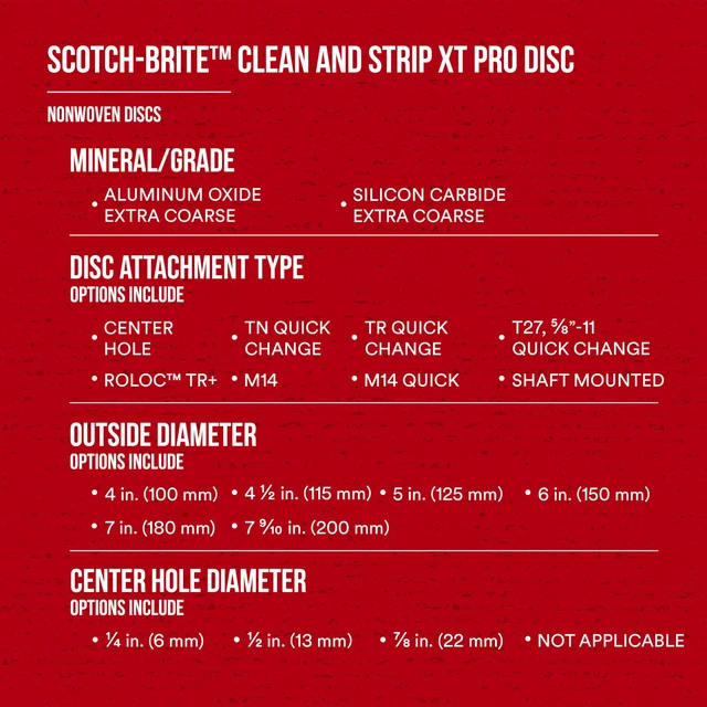 Alt view image 4 of 7 - 3M Scotch-Brite Clean and Strip XT Pro Disc, XO-DC, SiC Extra Coarse, T27, 4-1/2 in x 5/8"-11, Silicon Carbide Cuts Aggressively and Leaves a Fine Finish, Resists Loading, Purple