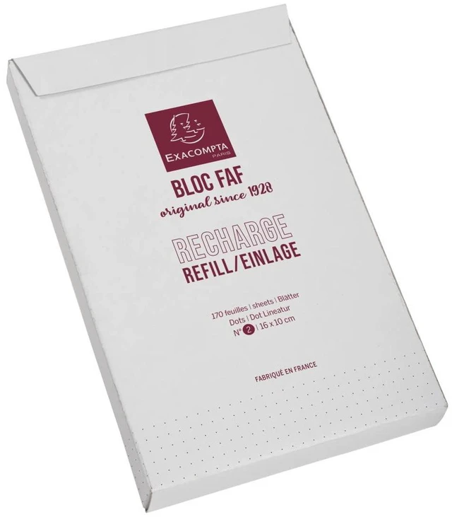Main image of Exacompta FAF Metal Desk Pad for Home or Office, 200 White 70g Micro-Perforated Sheets, Blank or Dots. Non-Slip Backing, Three Sizes. Refills Available. (Dots Refill - 4 x 6 1/4)