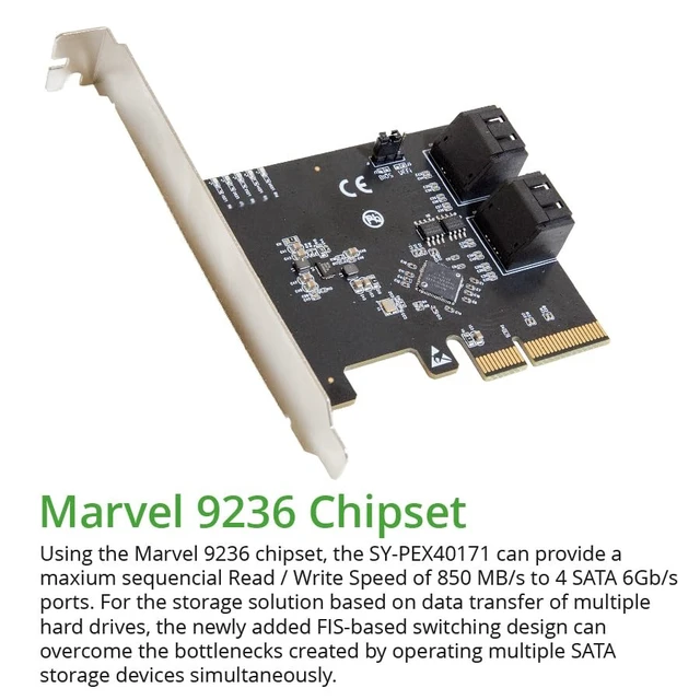 Alt view image 4 of 5 - 4 Port SATA III to PCI-e x2 RAID Expansion Card