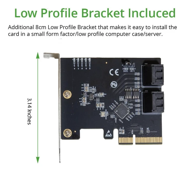 Alt view image 5 of 5 - 4 Port SATA III to PCI-e x2 RAID Expansion Card