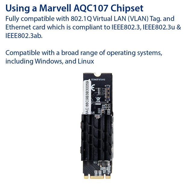 Alt view image 3 of 6 - IO Crest 10 Gigabit M.2 M Key Ethernet Network Expansion Card