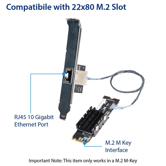 Alt view image 4 of 6 - IO Crest 10 Gigabit M.2 M Key Ethernet Network Expansion Card