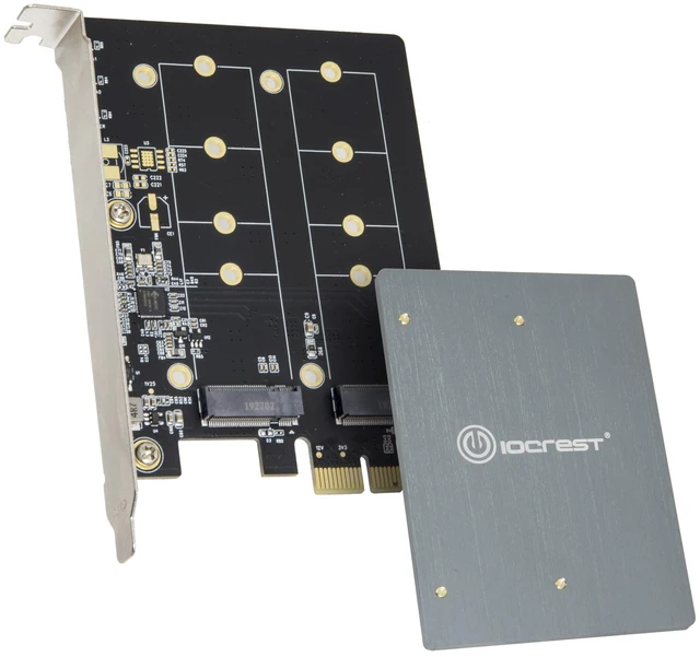 Main image of IO CREST Dual M.2 B-Key SATA SSD Converter PCI Express 3.0 x1 Expansion Card Heat Sink Jmicron JMB582 Chipset SI-PEX40153
