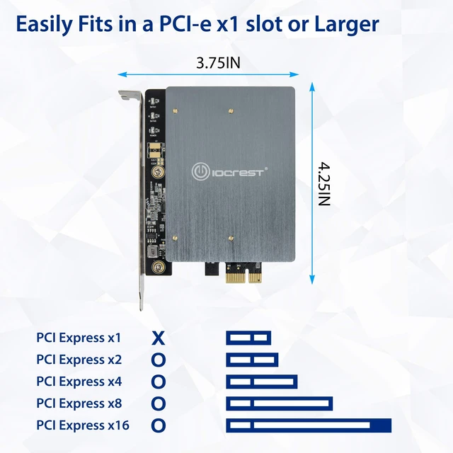 Alt view image 3 of 6 - IO CREST Dual M.2 B-Key SATA SSD Converter PCI Express 3.0 x1 Expansion Card Heat Sink Jmicron JMB582 Chipset SI-PEX40153