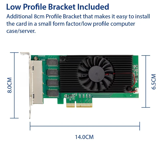 Alt view image 4 of 6 - Quad 2.5 Gigabit Ethernet PCI-E Network Expansion Card RJ45 LAN Adapter Low Profile Bracket SY-PEX24086