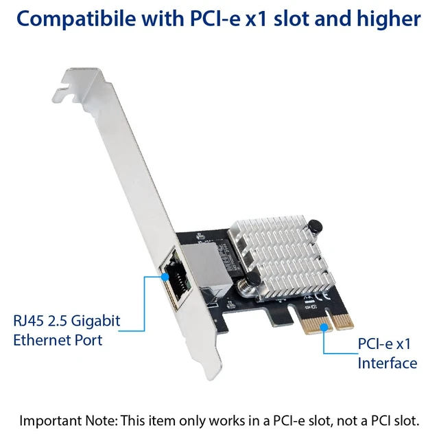 Alt view image 4 of 6 - IO CREST 2.5 Gigabit Ethernet PCI Express PCI-E Network Interface Card 10/100/1000/25000 Mbps RJ45 LAN Intel I225 Chipset, Black (SY-PEX24076)