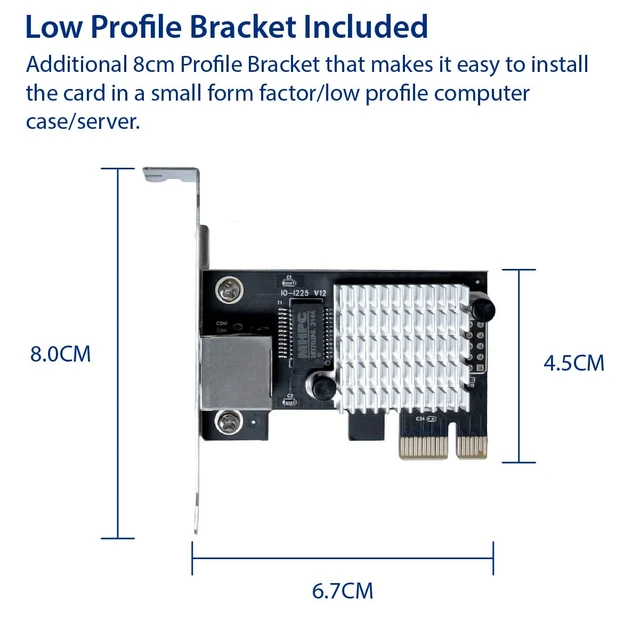 Alt view image 5 of 6 - IO CREST 2.5 Gigabit Ethernet PCI Express PCI-E Network Interface Card 10/100/1000/25000 Mbps RJ45 LAN Intel I225 Chipset, Black (SY-PEX24076)