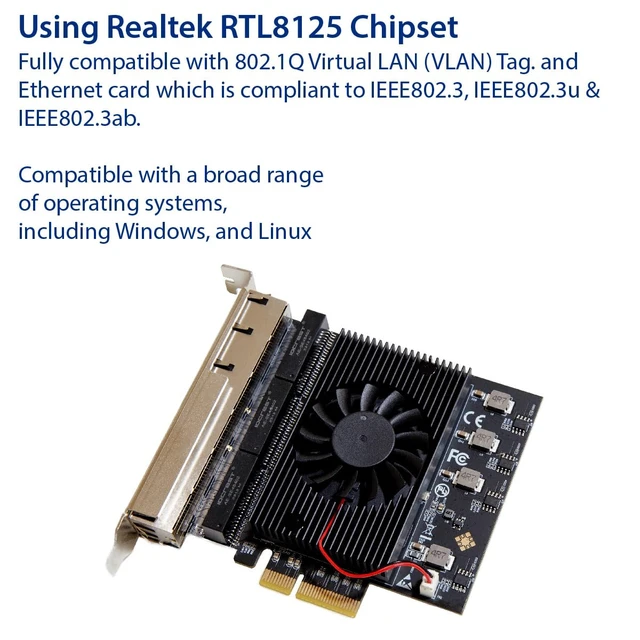 Alt view image 3 of 5 - 6 Port 2.5 Gigabit PCI-e x4 Ethernet Network Card