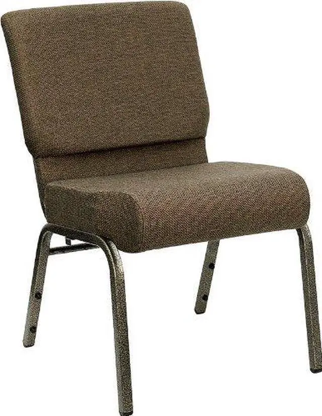 Alt view image 5 of 20 - Flash Furniture FD-CH0221-4-GV-S0819-GG Hercules Series 21-Inch Extra Wide Brown Stacking Church Chair with 4-Inch Thick Seat/Gold Vein Frame