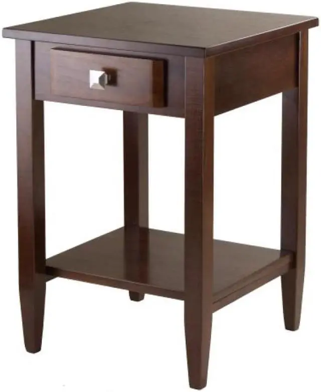 Alt view image 2 of 11 - Winsome Richmond 25.98" x 17.95" x 18.68" Wood End Table Tapered Leg Antique Walnut 94118