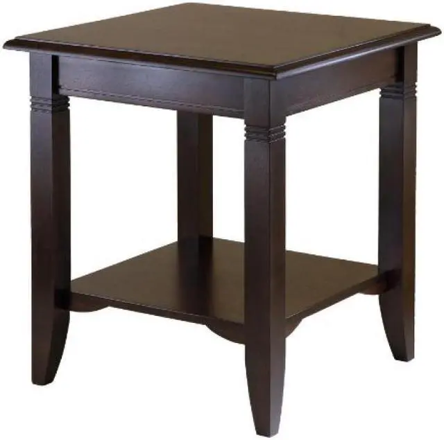 Alt view image 3 of 13 - Winsome Nolan Solid / Composite Wood End Table With Shelf - Cappuccino Finish