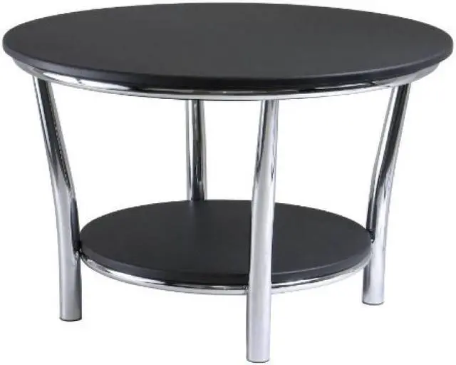 Alt view image 4 of 10 - Maya Round Coffee Table, Black Top, Metal Legs By Winsome Wood