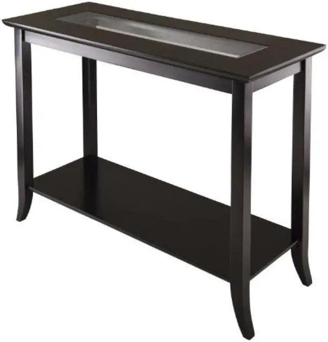 Alt view image 2 of 3 - Winsome Wood Genoa Rectangular Console Hall Table With Glass And Storage Shelf