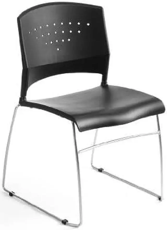Alt view image 4 of 4 - Boss Black Stack Chair With Chrome Frame 4 Pcs Pack