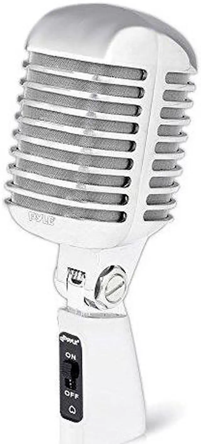 Alt view image 3 of 10 - Pyle - Classic Retro Die Cast Metal Vintage Style Dynamic Vocal Microphone with 16ft XLR Cable (Silver)