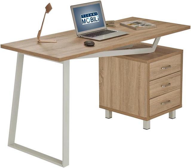 Techni Mobili  Contemporary White Desk with 3 Storage Drawers