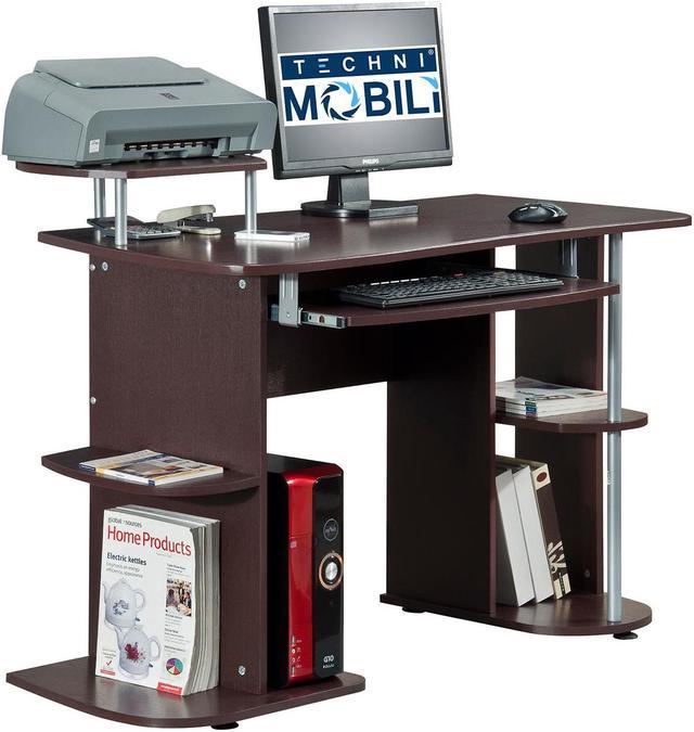 Techni Mobili Computer Desk with Ample Storage - Chocolate