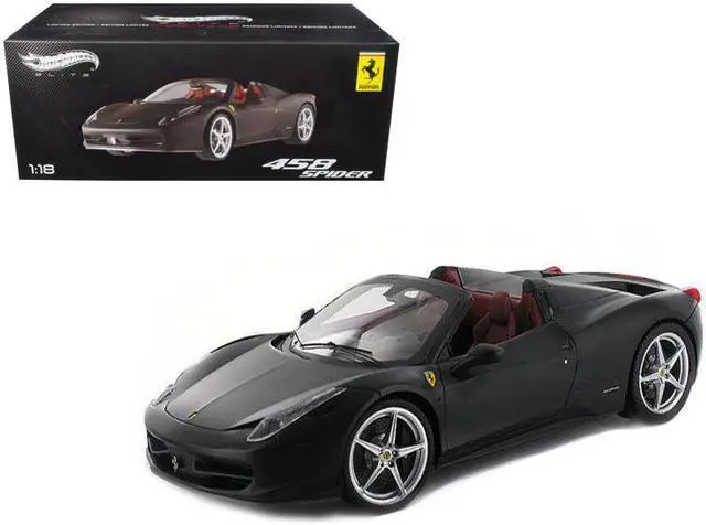 Main image of Ferrari 458 Italia Spider Matt Black Elite Edition 1/18 Diecast Car Model by Hotwheels
