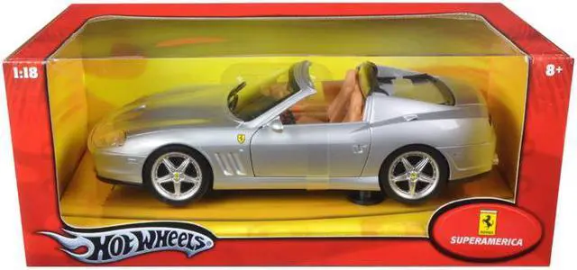 Main image of Hot wheels J2873s Ferrari Super America Diecast Model Silver 1-18 Diecast Model Car