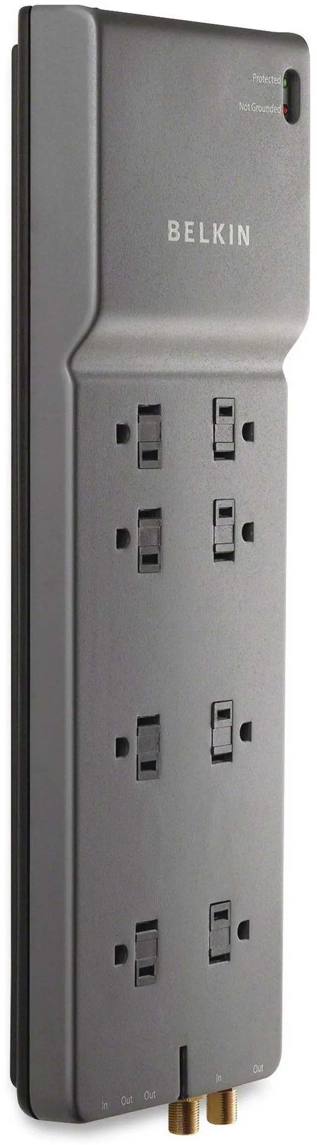 Alt view image 7 of 7 - BELKIN BE108230-12 12 Feet 8 Outlets 3390 Joules Surge Protector w/ Telephone Line/Coaxial Protection/Extended Cord